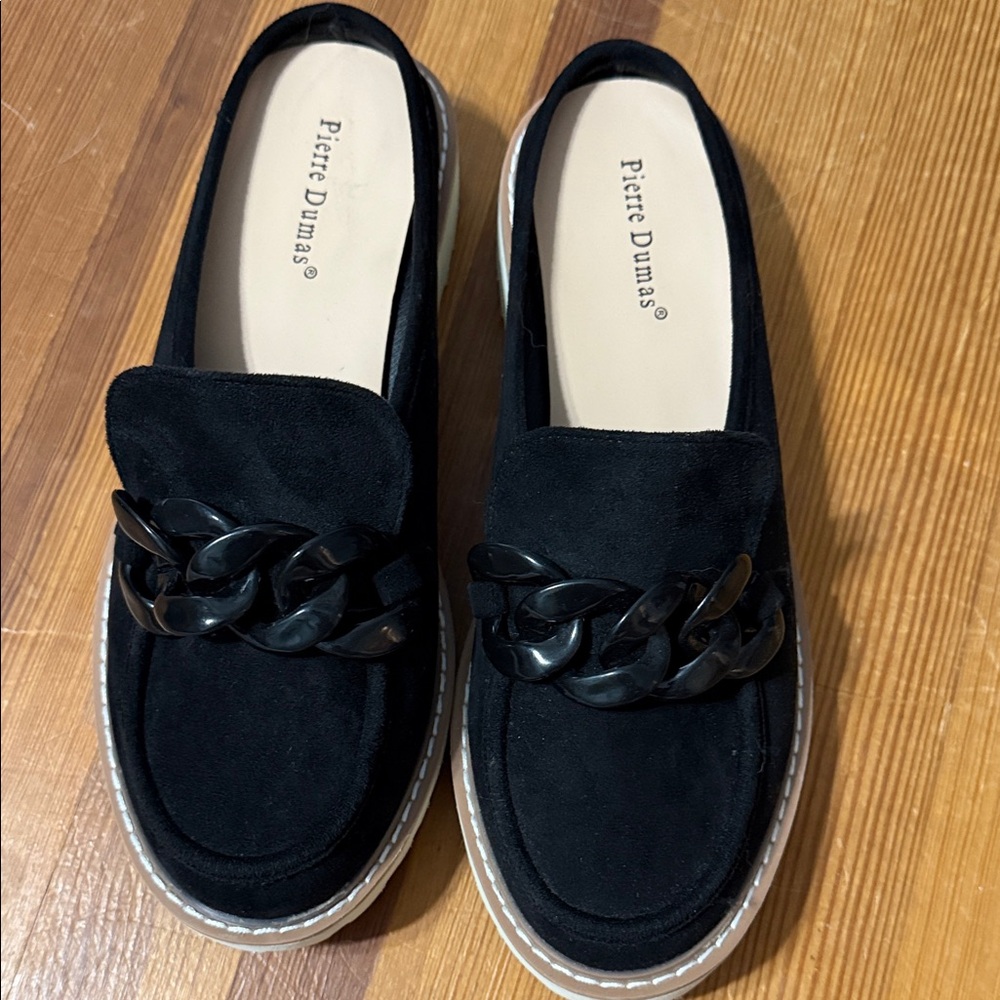 Pierre Dumas Black Chain Loafers for Women